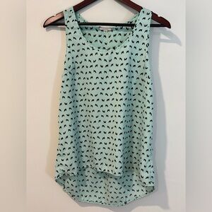 Pleione Light Green Sleeveless Blouse with Black Bird design